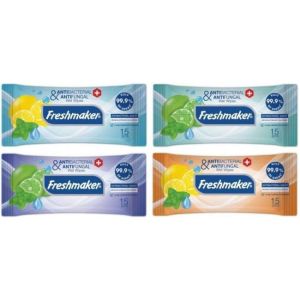 Șervețele umede Freshmaker antibacteriene lămâie/mentol (15 buc)