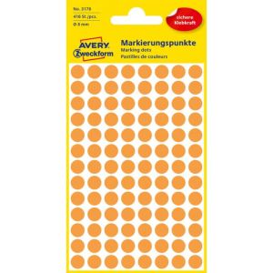 Etichete rotunde de 8 mm Avery neon portocaliu