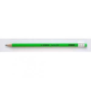 Creion STABILO Swano Fluo cu radiera verde 12 buc
