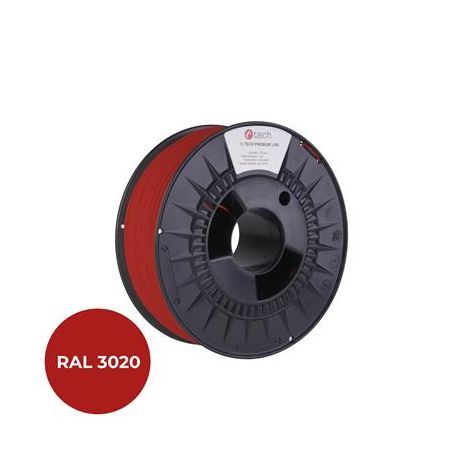 Snur de imprimare (filament) C-TECH PREMIUM LINE, PLA, roșu transport, RAL3020, 1,75 mm, 1 kg 3DF-P-PLA1.75-3020