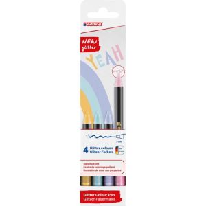Set de markere cu sclipici Edding 1200/4S, culori pastelate 