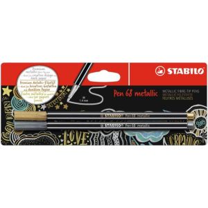 Markere STABILO Pen 68 buc., blister argintiu-auriu metalic 