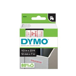 Bandă autoadezivă Dymo D1 12 mm alb/roșu 