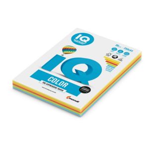 Hârtie colorată IQ color 5x20 culori intense mixte, A4, 160g 