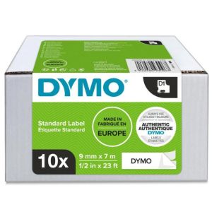 Bandă autoadezivă Dymo D1 9 mm alb/negru, 10 buc 