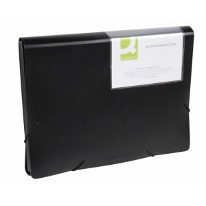 Servietă din plastic cu 12 compartimente Q-CONNECT neagră opacă 