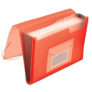 Servietă din plastic cu 12 compartimente Q-CONNECT roșu opac 