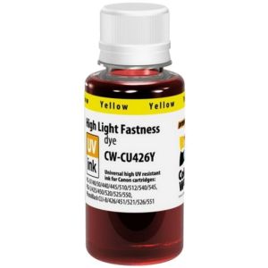 Cerneală pentru cartuşul Canon CLI-526Y, dye, odolný voči UV, galben (yellow), 100 ml