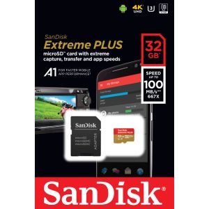 Adaptor SanDisk Extreme PLUS/micro SDHC/32GB/95MBps/UHS-I U3/Clasa 10/+ SDSQXBG-032G-GN6MA