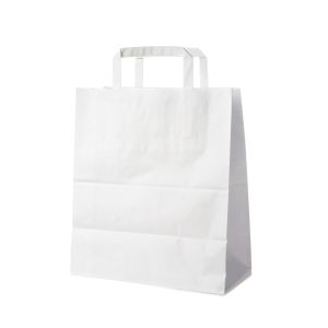 Pungă de hârtie albă 26+14 x 32 cm [250 buc]