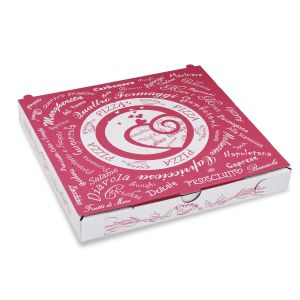 Cutie pizza (carton cuptor cu microunde) C4 alb cu imprimeu 24 x 24 x 3 cm [100 buc]