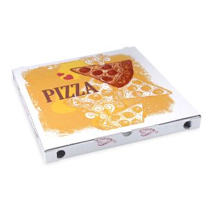 Cutie pizza (carton cuptor cu microunde) C4 alb cu imprimeu 34,5 x 34,5 x 3 cm [100 buc]