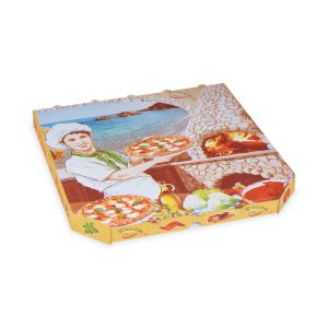 Cutie pizza (carton cuptor cu microunde) E6 alb cu imprimeu 33 x 33 x 3 cm [100 buc]