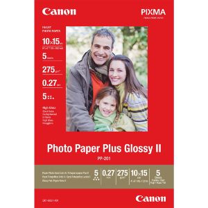 Canon Glossy Photo Paper, PP-201, foto papier, lesklý, 2311B053, biely, 10x15cm, 4x6", 275 g/m2, 5 ks, nešpecifikované