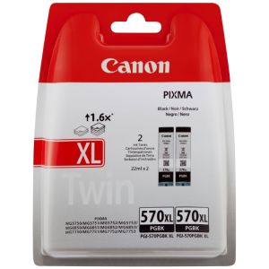 Cartuş Canon PGI-570PGBK XL, pachet de două, negru (black), original