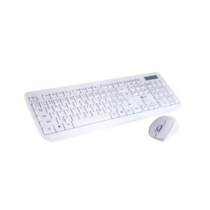 Tastatură C-TECH WLKMC-01, set combinat wireless cu mouse, alb, USB, CZ / SK WLKMC-01W