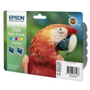 Cartuş Epson T008, pachet de două, color (tricolor), original