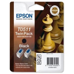 Cartuş Epson T0511, pachet de două, negru (black), original