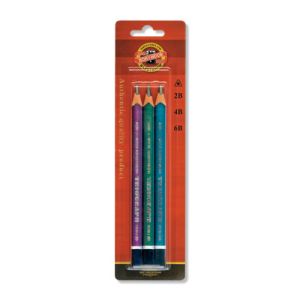 Creion grafit KOH-I-NOOR 2B, 4B, 6B, set 3 buc