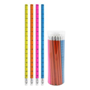 Creion HB grafit cu riglă de cauciuc, mix/4 culori