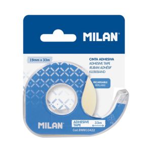 Bandă adezivă translucidă MILAN 19 mm x 33 ms cu distribuitor - blister
