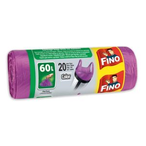 Saci de legare FINO Color 60 ℓ, 13 mic., 59 x 72 cm, violet (20 buc.)