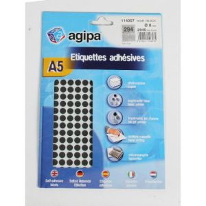 Etichete rotunde 8mm Agipa A5 negre
