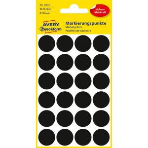 Etichete rotunde de 18 mm Avery negru