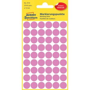 Etichete rotunde 12 mm Avery roz