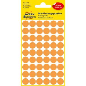 Etichete rotunde de 12 mm Avery neon portocaliu