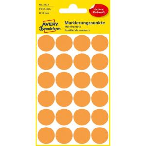 Etichete rotunde de 18 mm Avery neon portocaliu