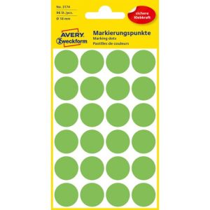 Etichete rotunde de 18 mm Avery verde neon