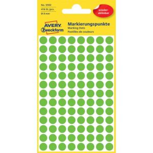 Etichete rotunde de 8 mm Avery verde detașabil