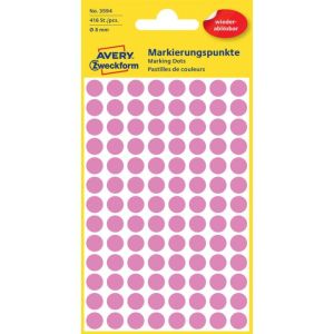 Etichete rotunde de 8 mm Avery detașabile roz