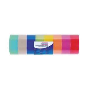 Bandă adezivă DONAU colorată 18 mm x 18 m 8 buc mix de culori