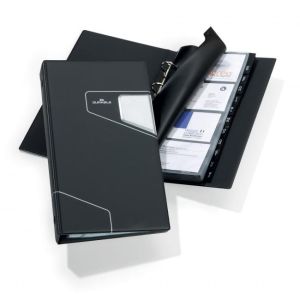 Carte de vizită portabilă cu 4 inele pentru 200 de cărți de vizită VISIFIX PRO negru
