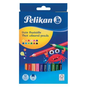 Creioane colorate Pelikan triunghiulare groase 12 buc