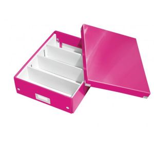 Cutie organizatorică medie Click &amp; Store roz metalic