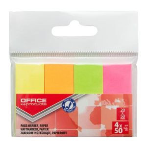 Semne de carte autoadezive Office Products 20x50mm neon 4x50 coli