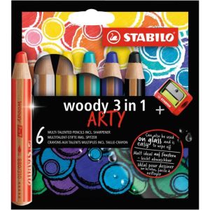 STABILO woody 3 in1 6 piese creioane cu răzătoare `ARTY&#39;