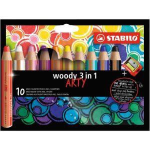 STABILO woody 3 in1 10 creioane cu răzătoare `ARTY&#39;