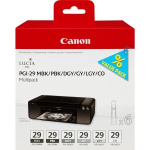 Cartuş Canon PGI-29, negru mat, negru fotografic, gri închis, gri deschis, gri, optimizator de culoare, multipack, original