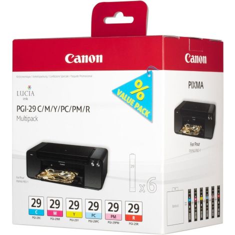 Cartuş Canon PGI-29, azuriu, purpuriu, galben, azuriu fotografic, purpuriu fotografic, roșu, multipack, original