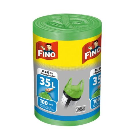 Saci de legare FINO Color 35 ℓ, 8 mic., 49 x 60 cm, verde (100 buc.)