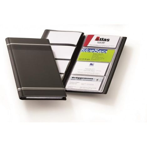 Carte de vizita portabila pentru 96 de carti de vizita VIIFIX cu dungi negre