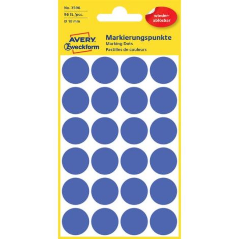 Etichete rotunde de 18 mm Avery albastru detașabil