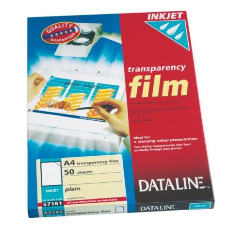 Film pentru retroproiecție Dataline pentru imprimante cu jet de cerneală cu colț tăiat 50 buc