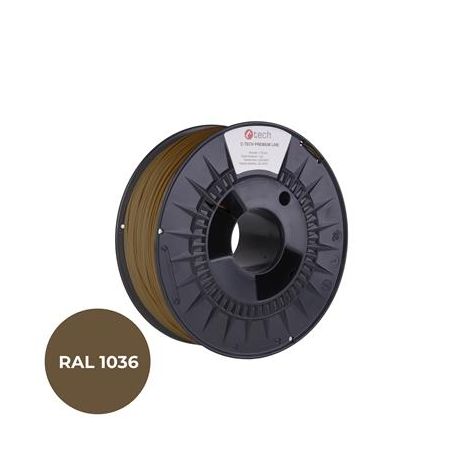Snur de imprimare (filament) C-TECH PREMIUM LINE, PLA, auriu perlat, RAL1036, 1,75 mm, 1 kg 3DF-P-PLA1.75-1036