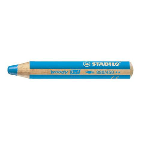 Creion STABILO woody 3 în 1 - culoare, apă, ceară - albastru azur