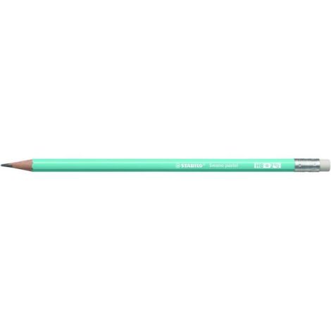 Creion STABILO Swano Pastel HB cu gumă de șters albastru pastel